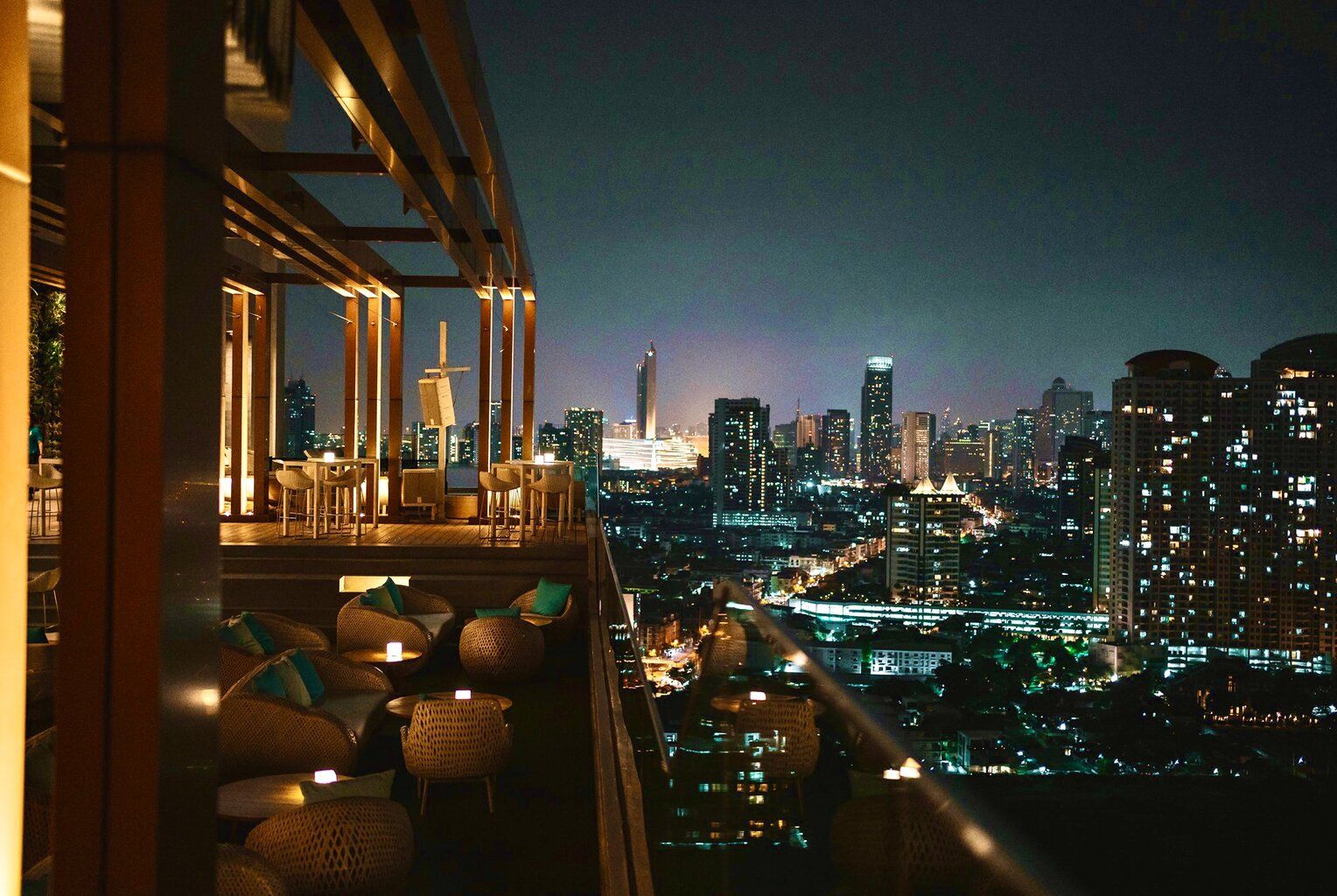 The bar is a sensory wonderland with panoramic vistas of the cityscape.