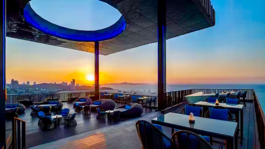 Horizon Rooftop Restaurant & Bar offers a breathtaking panoramic view of Pattaya.